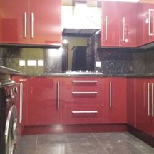 bedroom and kitchen